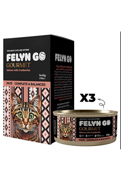 FelineGo فيلاين قو باتيه سلمون بالتوت البري اكل رطب للقطط | 3×45 جم