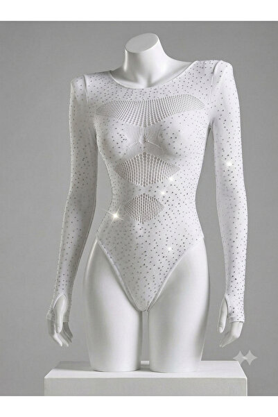 Sthxyfaith Women Lingerie Fishnet Bodysuit Sparkle Rhinestone Sexy Mesh Teddy...