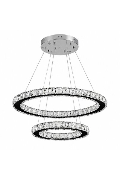 Flippy Lustra LED cu telecomanda si cristal PRISM LUMINIS 58W, 2 Cercuri, lum...