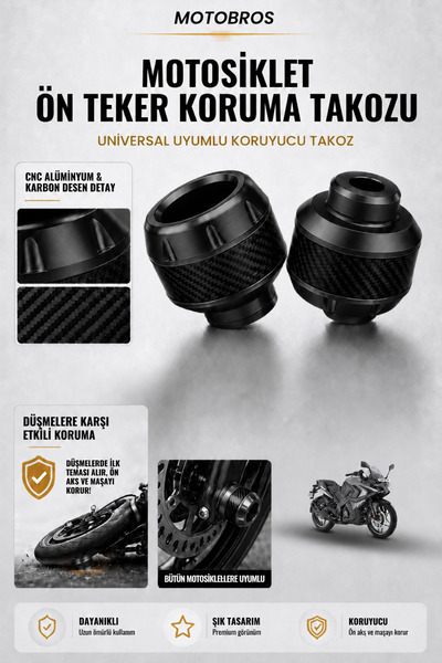 Motobros Motosiklet Aks Koruma Takozu Bajaj Rs200 Uyumlu Motosiklet Ön Teker ...