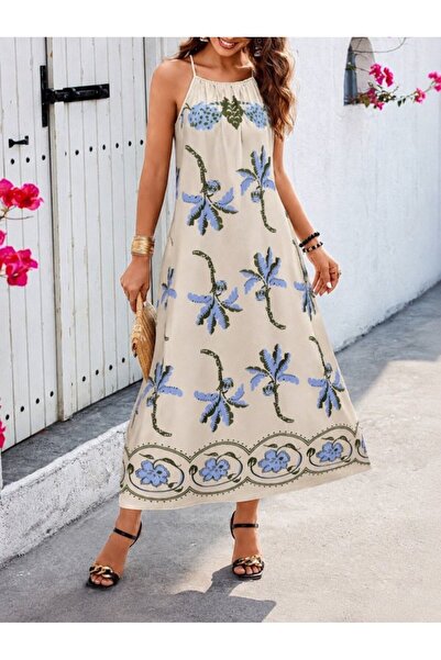 UFC 1985 TOP BRAND Women's floral print long sleeve supreme dress with spaghe...