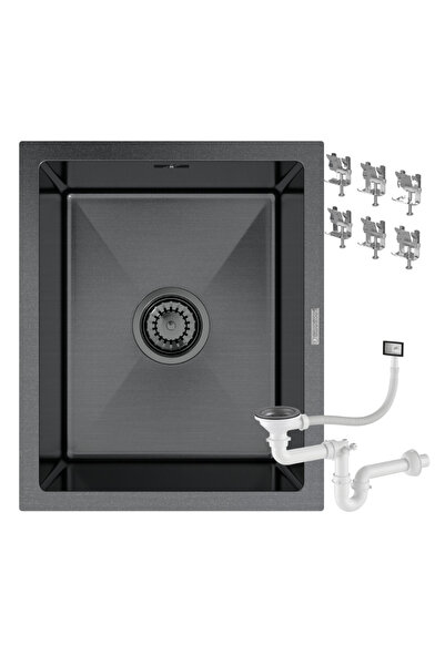 Granitan Pachet Chiuveta Otel Inox Suspendata Bari 37, 36.8x44.9x22cm, Negru,...