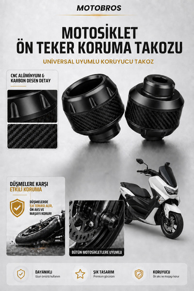 Motobros Motosiklet Aks Koruma Takozu Yamaha Nmax Uyumlu Motosiklet Ön Teker ...