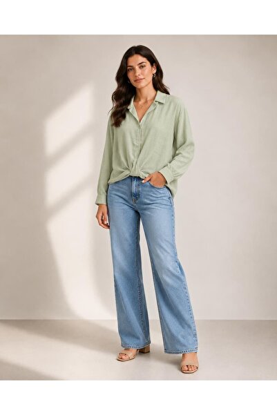 ELAY Fashion Women's Comfortable Fit Textured Linen Shirt