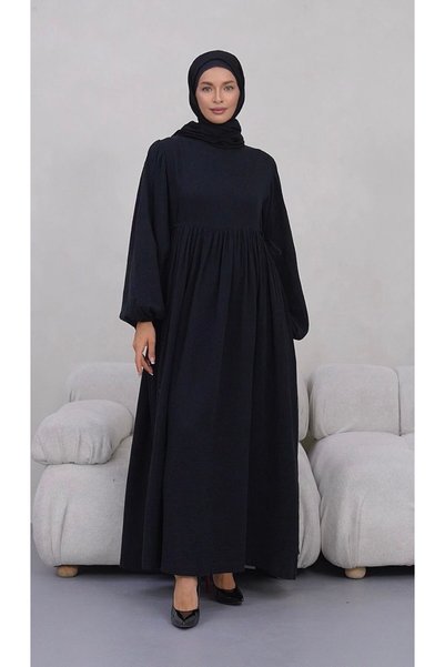 inci wears Side Tie Muslin Hijab Dress