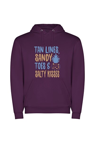 iLovePrints Savouring Sand: Tropical Temptations Φούτερ με κουκούλα σε χρώμα Μωβ