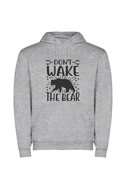iLovePrints Beware Angry Bear Φούτερ με κουκούλα σε χρώμα Γκρι