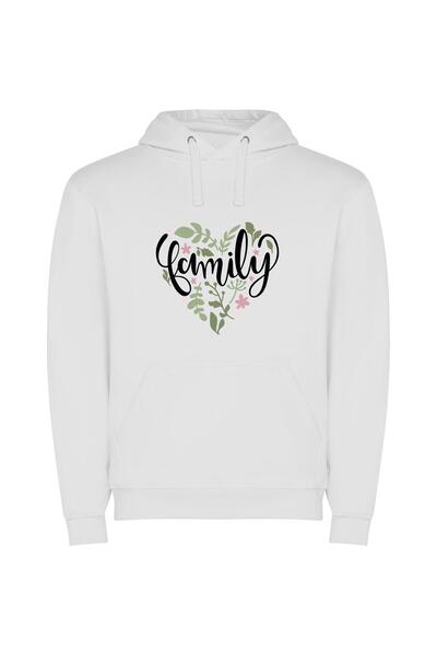 iLovePrints Floral Family Love Φούτερ με κουκούλα σε χρώμα Λευκό