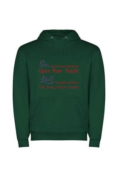 iLovePrints Voice Unleashed: Open Sesame Φούτερ με κουκούλα σε χρώμα Πράσινο