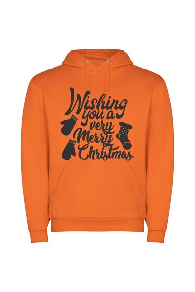 iLovePrints Elegant Christmas Greetings Φούτερ με κουκούλα σε χρώμα Πορτοκαλί