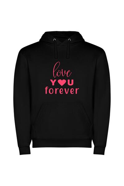 iLovePrints Enduring Love, Purely Expressed Φούτερ με κουκούλα σε χρώμα Μαύρο