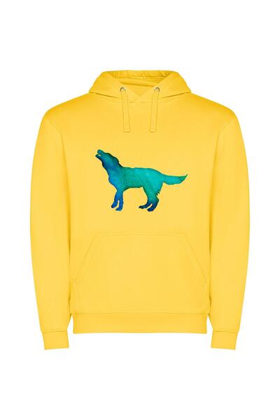 iLovePrints Midnight Serenade: Digital Canine Φούτερ με κουκούλα σε χρώμα Κίτ...