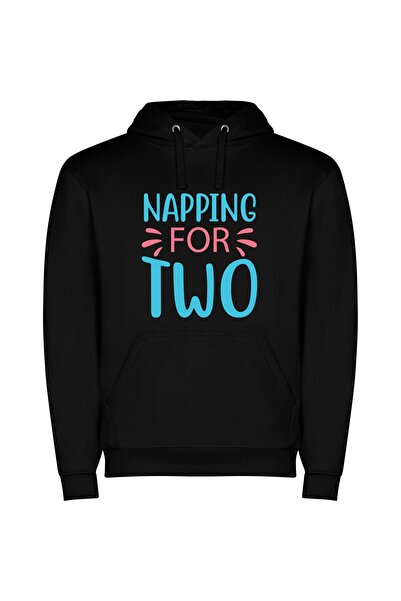 iLovePrints Dreamy Duo: Blissful Slumber Φούτερ με κουκούλα σε χρώμα Μαύρο