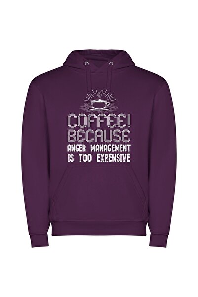 iLovePrints Revive with Infinite Coffee Φούτερ με κουκούλα σε χρώμα Μωβ