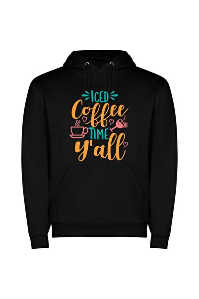iLovePrints Cool Java Vibes Φούτερ με κουκούλα σε χρώμα Μαύρο