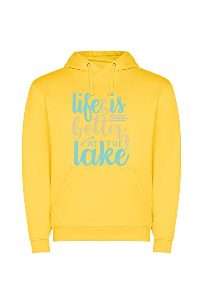 iLovePrints Lake Bliss: True Life Φούτερ με κουκούλα σε χρώμα Κίτρινο