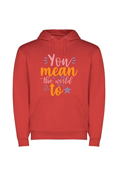 iLovePrints World of Meaningful Expressions Φούτερ με κουκούλα σε χρώμα Κόκκινο