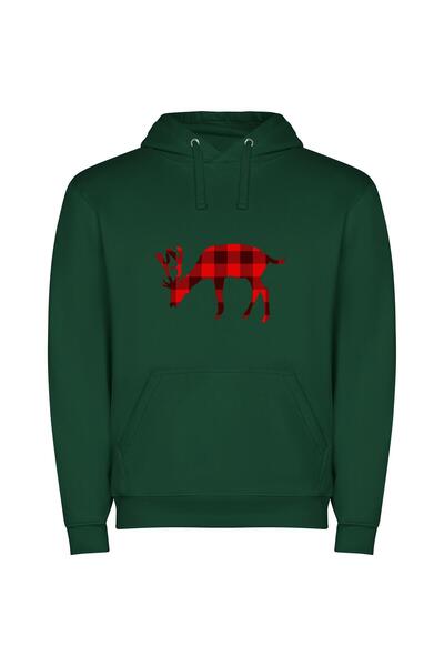 iLovePrints Shadow Deer: Adobe Masterpiece Φούτερ με κουκούλα σε χρώμα Πράσινο