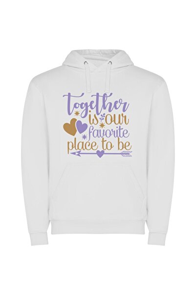 iLovePrints Close Together, Purple Harmony Φούτερ με κουκούλα σε χρώμα Λευκό