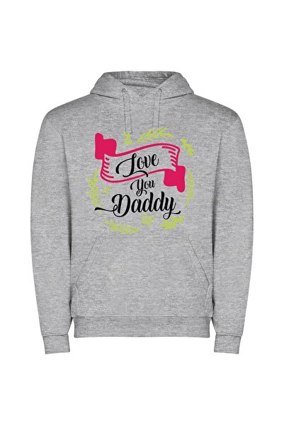 iLovePrints Daddy's Digital Love Sign Φούτερ με κουκούλα σε χρώμα Γκρι