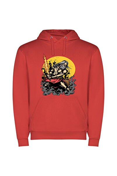 iLovePrints Divine Warriors Unleashed Φούτερ με κουκούλα σε χρώμα Κόκκινο