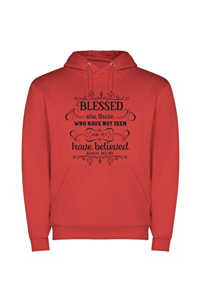 iLovePrints Blessed Faith: Coherent Grace Φούτερ με κουκούλα σε χρώμα Κόκκινο