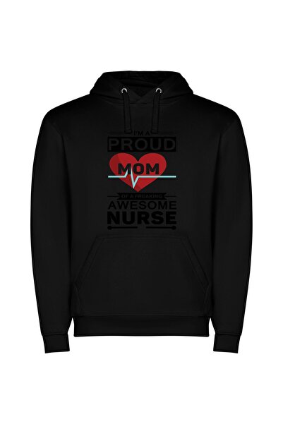 iLovePrints Beaming Mama of Superb Nurse Φούτερ με κουκούλα σε χρώμα Μαύρο