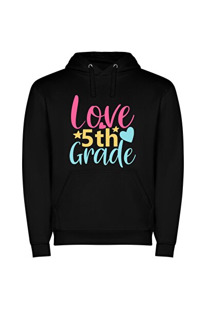 iLovePrints Grade School Love Art Φούτερ με κουκούλα σε χρώμα Μαύρο