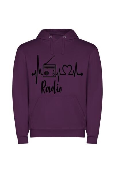 iLovePrints Soundwaves & Style Φούτερ με κουκούλα σε χρώμα Μωβ