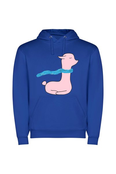 iLovePrints Elegant Ribboned Pink Duck Φούτερ με κουκούλα σε χρώμα Μπλε
