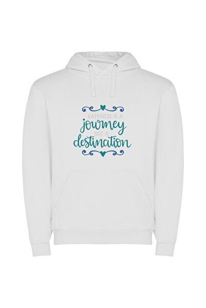 iLovePrints Blissful Journey to Happiness Φούτερ με κουκούλα σε χρώμα Λευκό