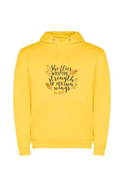 iLovePrints Radiant Winged Empress Φούτερ με κουκούλα σε χρώμα Κίτρινο