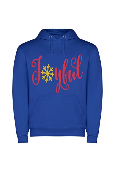 iLovePrints Joyful Snowflake Elegance Φούτερ με κουκούλα σε χρώμα Μπλε