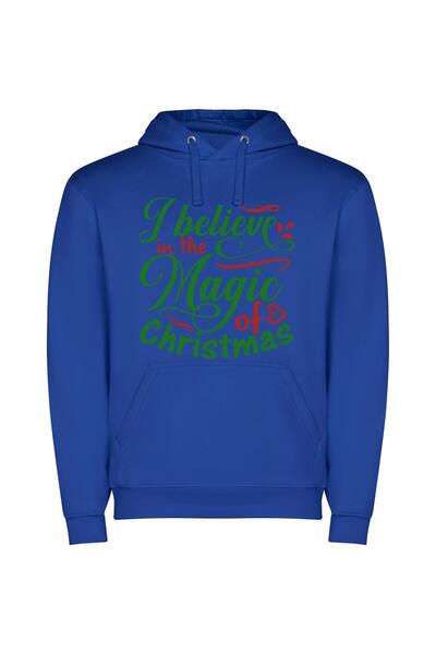 iLovePrints Merry Magical Christmas Wonderland Φούτερ με κουκούλα σε χρώμα Μπλε