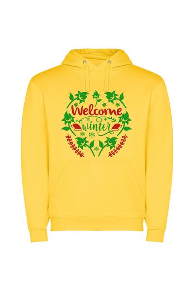 iLovePrints Enchanting Winter Delights Φούτερ με κουκούλα σε χρώμα Κίτρινο