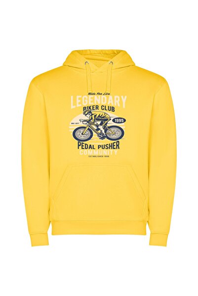iLovePrints Bike Rider's Legendary Illustration Φούτερ με κουκούλα σε χρώμα Κ...