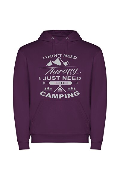 iLovePrints Camping: Healing Mountain Escape Φούτερ με κουκούλα σε χρώμα Μωβ