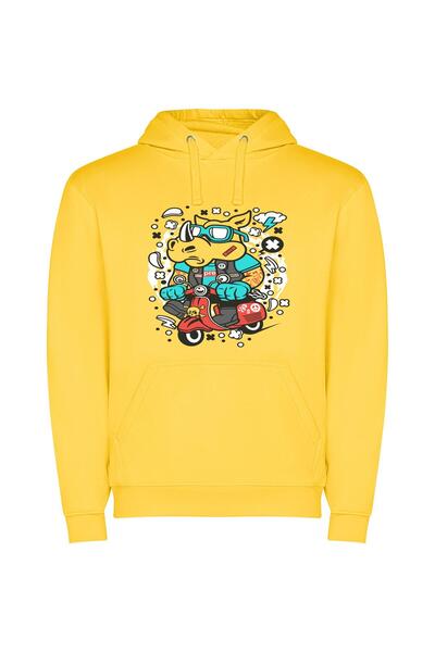 iLovePrints StreetWear Scooter Style Φούτερ με κουκούλα σε χρώμα Κίτρινο