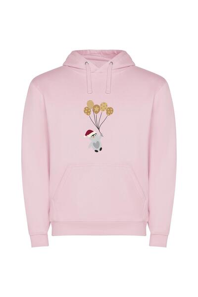 iLovePrints Skyward Festive Animal Parade Φούτερ με κουκούλα σε χρώμα Ροζ