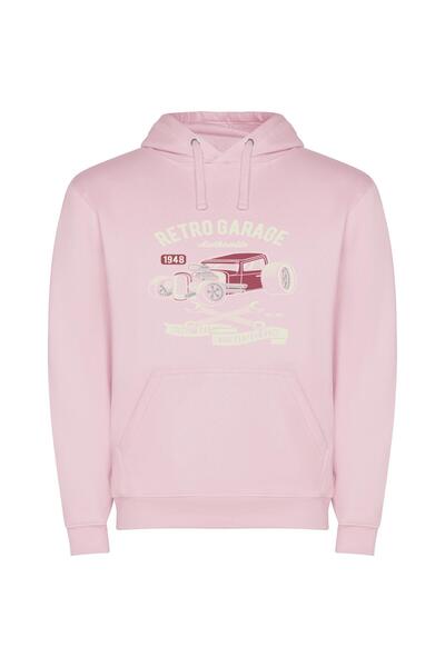 iLovePrints Retro Hotrod Number One Φούτερ με κουκούλα σε χρώμα Ροζ