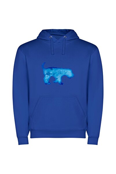 iLovePrints Blue Furry Art Collection Φούτερ με κουκούλα σε χρώμα Μπλε
