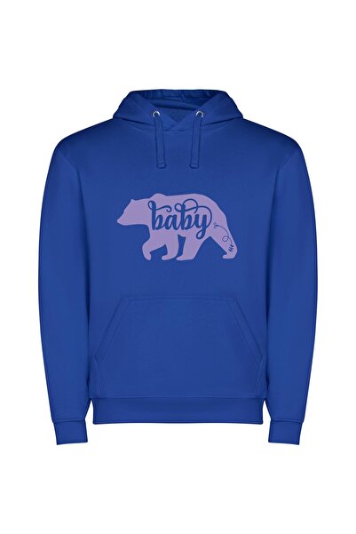 iLovePrints Purple Baby Bear Elegance Φούτερ με κουκούλα σε χρώμα Μπλε
