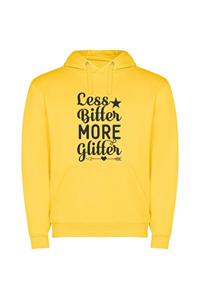 iLovePrints Bitterless Glitter: Elegant Typography Φούτερ με κουκούλα σε χρώμ...