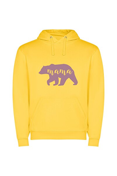 iLovePrints Pink Mama Bear's Legacy Φούτερ με κουκούλα σε χρώμα Κίτρινο