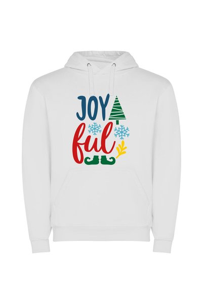 iLovePrints Joyous Christmas Greetings Φούτερ με κουκούλα σε χρώμα Λευκό