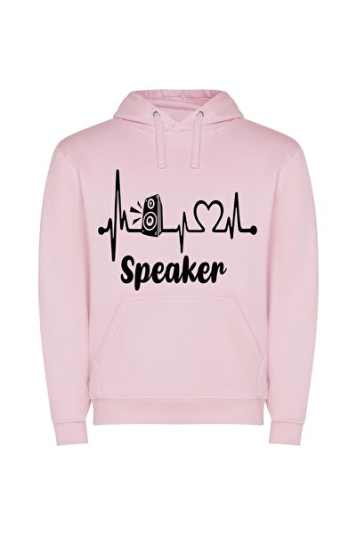 iLovePrints Monochrome Speaker Ensemble Φούτερ με κουκούλα σε χρώμα Ροζ
