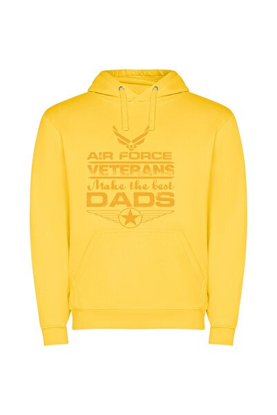 iLovePrints Proud Air Force Dads Φούτερ με κουκούλα σε χρώμα Κίτρινο
