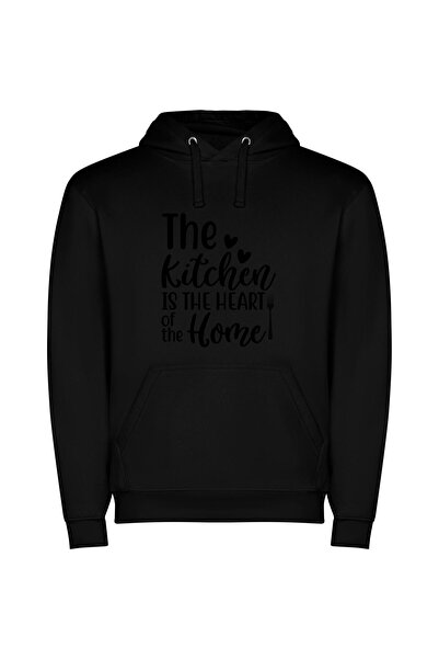iLovePrints Heart of Home Cuisine Φούτερ με κουκούλα σε χρώμα Μαύρο