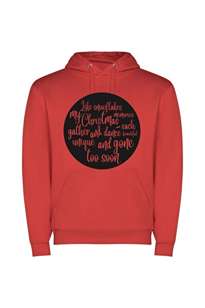 iLovePrints Snowflakes' Dance in Snowglobe Φούτερ με κουκούλα σε χρώμα Κόκκινο