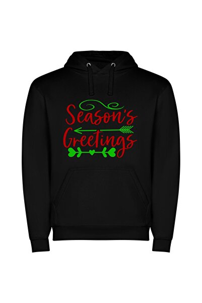 iLovePrints Festive 2015 Greetings Φούτερ με κουκούλα σε χρώμα Μαύρο